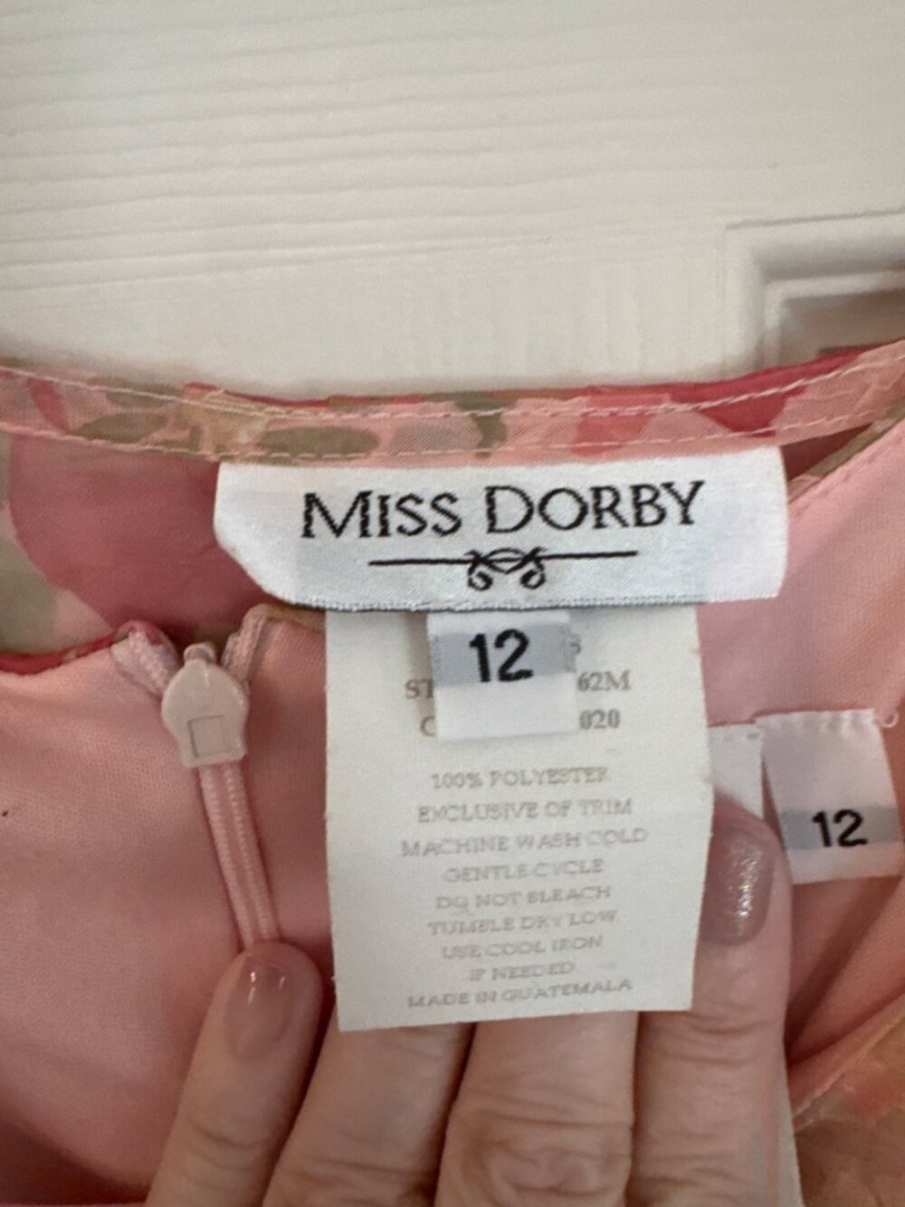 Vintage 90s Miss Dorby Pink Floral Sleeveless Midi Dress Jacket Sheer Lined 12 - Picture 6 of 14